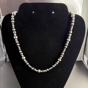 Sterling-Style Silver Beaded Necklace - Elegant Women's Jewelry